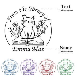 5 Cat Reading Patterns "From The Library Of" Book Embosser