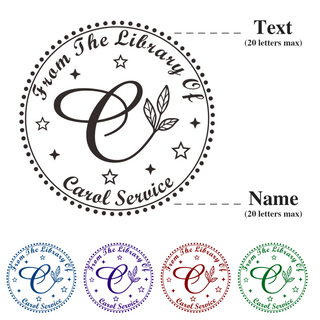 Custom Leaf & Letter & Star Book Embosser Personalized From The Library Of Stamp