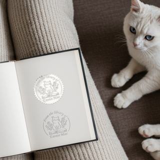 5 Cat Reading Patterns "From The Library Of" Book Embosser