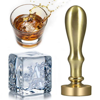 Brass Handle Single Monogram Brass Ice Cube Design Stamp for Bartender & Planner