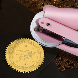 Custom Leaf & Initial Shining Book Embosser Personalized Stamp Best for Books Lover Gift