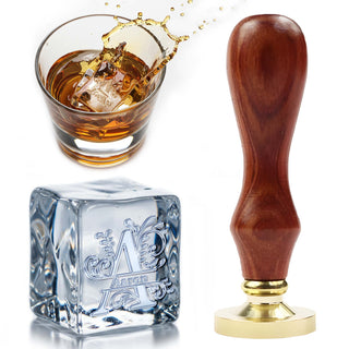 Wooden Handle Single Monogram Brass Ice Stamp for Bartender & Planner