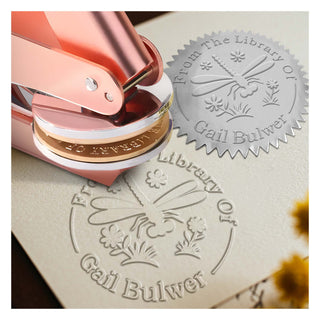 Custom Dragonfly Pattern "From The Library Of" Book Embosser