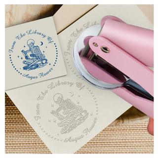 Custom Library Book Embosser with Name & "Skull" Design