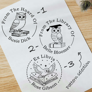 Custom Brass Book Embosser Owl Theme with 3 Designs Options