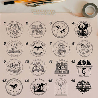 Cute Dragon takes care of books and plants Custom Book Embosser