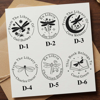 Custom Dragonfly Pattern "From The Library Of" Book Embosser