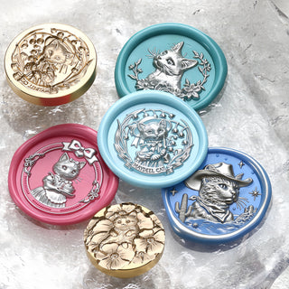 Wax Seal relief cat dog animal series Suidisi fire paint seal head brass carving hand account