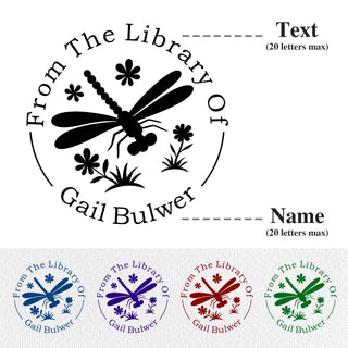 Custom Dragonfly Pattern "From The Library Of" Book Embosser