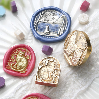 Wax Seal relief cat dog animal series Suidisi fire paint seal head brass carving hand account