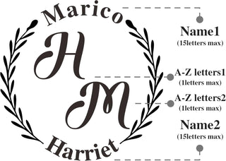 2 Initial & Double Name Stamp Custom Book Embosser Personalized seal Lover Gift