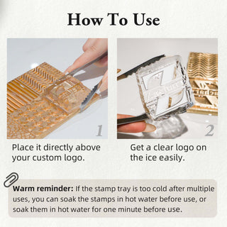 Custon Rectangle 10.16cm×5.08cm Basic Brass Ice Cube Stamp Design Plate