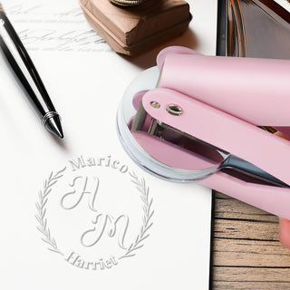 2 Initial & Double Name Stamp Custom Book Embosser Personalized seal Lover Gift