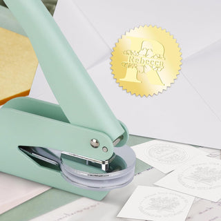 Initial & Name Flower Stamp Custom Book Embosser Envelopes, Napkins,ExLibris Gift