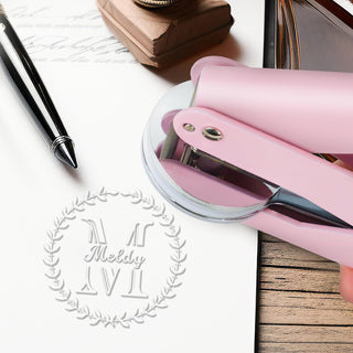 26 Initial & Name Stamp Leaf Relief Custom Brass Book Embosser