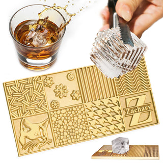 Custon Rectangle 10.16cm×5.08cm Basic Brass Ice Cube Stamp Design Plate