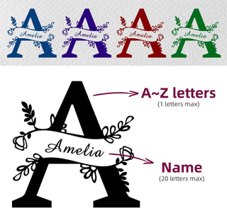 26 Letter Custom Stamp Floral Name Relief Embossers