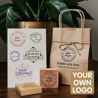 Custom Wooden Rubber Stamps for Crafts & Business with Your Logo / Artwork