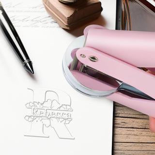 Initial & Name Flower Stamp Custom Book Embosser Envelopes, Napkins,ExLibris Gift