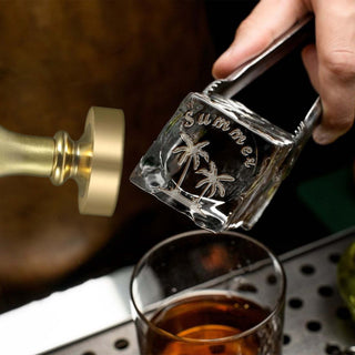 Brass Handle Single Monogram Brass Ice Cube Design Stamp for Bartender & Planner
