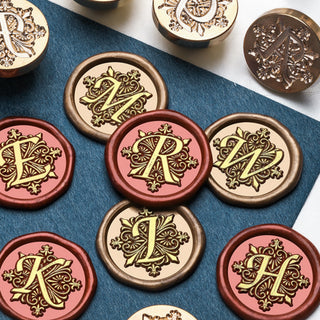 Iris Alphabet Series: 26 English Letters — Brass Wax Seal Stamp Heads (Engraved Brass)
