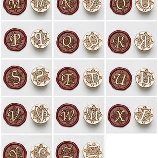 Iris Alphabet Series: 26 English Letters — Brass Wax Seal Stamp Heads (Engraved Brass)