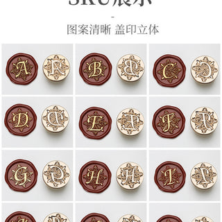 Iris Alphabet Series: 26 English Letters — Brass Wax Seal Stamp Heads (Engraved Brass)